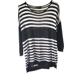 MNG Basics Black & White Striped Lightweight Sweater